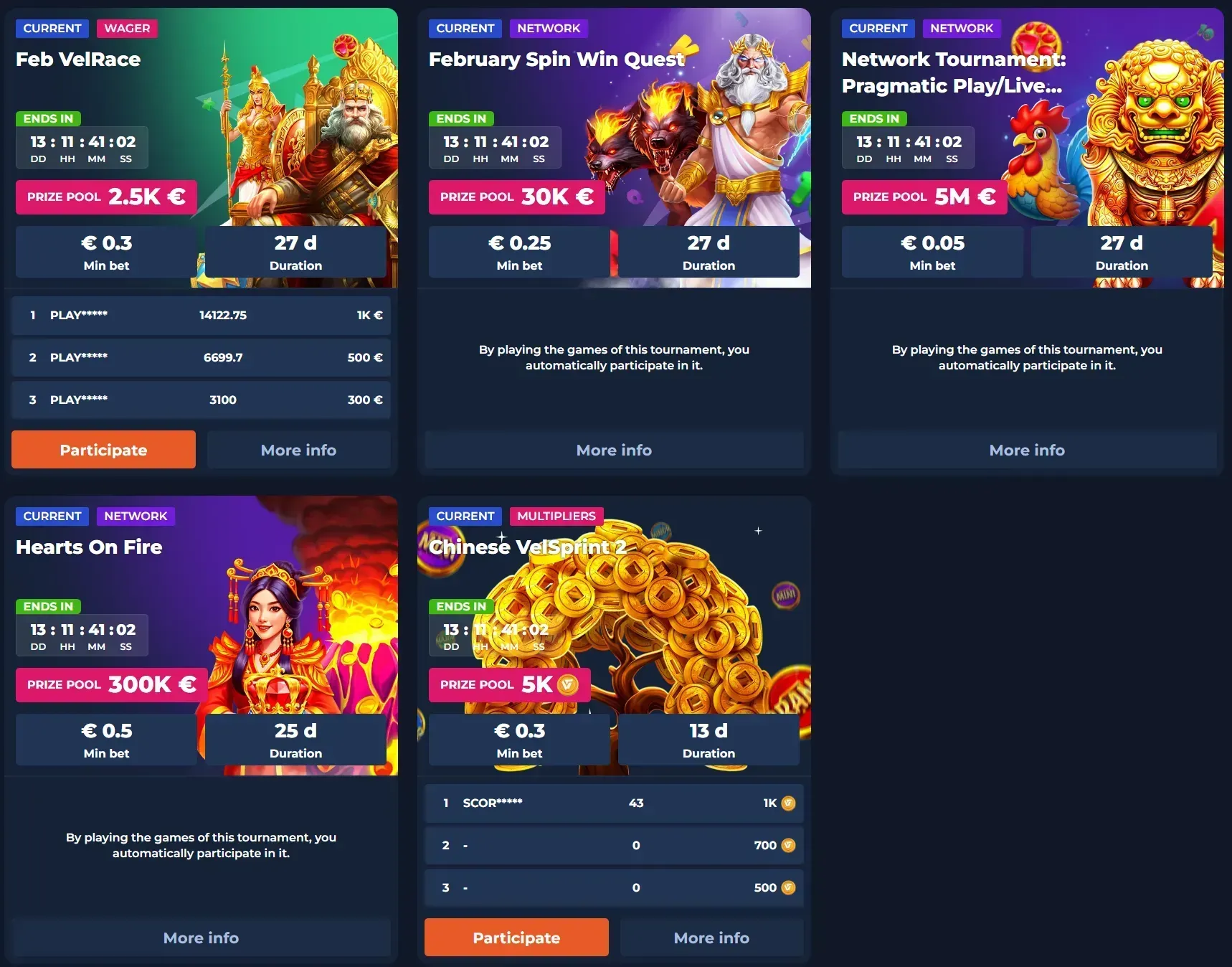 Vibe Spins Casino toernooien